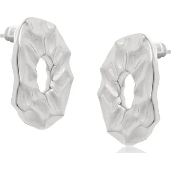 Náušnice Oválné náušnice s nerovným povrchem Colibra - postříbřené