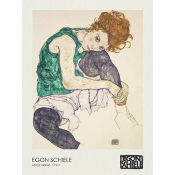 Plakát Plakát, Obraz - Seated Woman - Adele Herms (1917), Egon Schiele