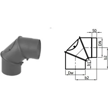 Kouřovod Karl Koleno regulované s čistícím otvorem 0 - 90°/160mm (síla 2mm) - černá