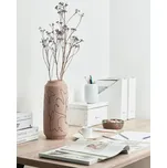 Váza na květiny béžová kamenina abstraktní motiv dekorace interiér voděodolná moderní design Beliani