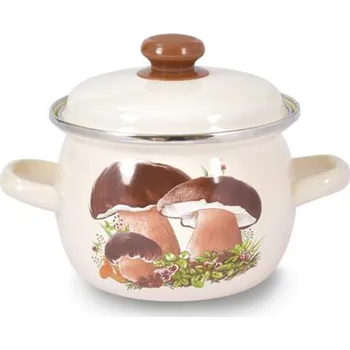 Hrnec Toro 4419112MM smaltovaný hrnec s poklicí krémový/houby