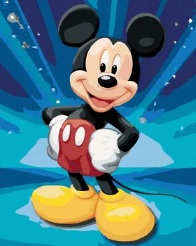 Diamantové malování Zuty Mickey Mouse na modrém pozadí 40 x 50 cm s rámem