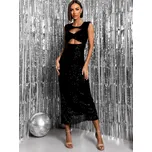 Černé třpytivé šaty YANAMARI s průstřihy Velikost: ONESIZE