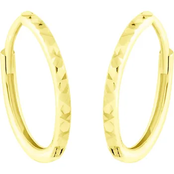 Náušnice GEMMAX Zlaté náušnice kroužky s lesklými broušenými ploškami Ø 14 mm – zlatý šperk ryzosti 585/1000 v Dárkovém balení s Certifikátem GLEYN-14-02219