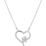 Stříbrný náhrdelník srdce s vločkou se zirkony