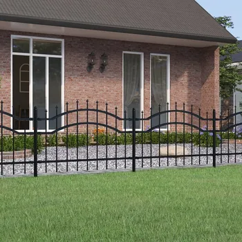Plot vidaXL Zahradní plot s hroty černý 115 cm práškově lakovaná ocel [151079]