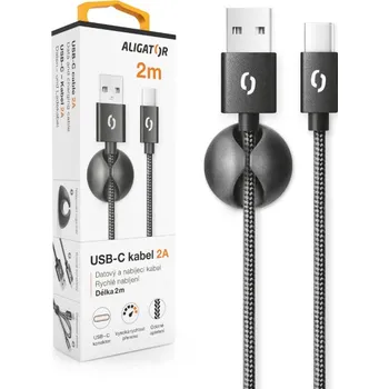 Datový kabel Datový kabel ALIGATOR PREMIUM 2A, USB-C 2m černý