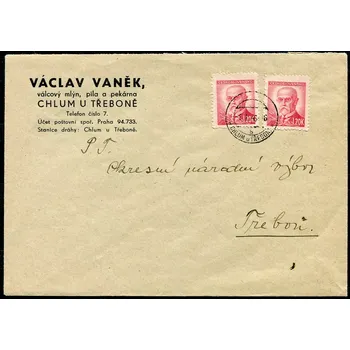 Razítko Československo (1946) Dopis - Chlum u Třeboně - nouzové poválečné razítko