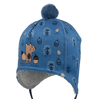 Kojenecká čepice RDX Chlapecká čepice vázací s bambulí Veverka Modrá Vel. 1