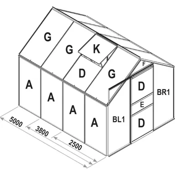 Skleník náhradní prosklení pro skleník VITAVIA TARGET 2500 PC 4 mm
