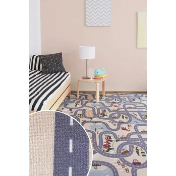 Koberec Vopi Dětský koberec Scanroad 39 béžový 133 x 133 cm
