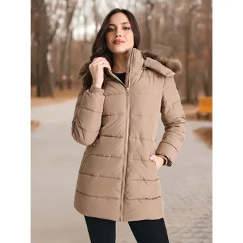 Sinsay - Prošívaná bunda s kapucí - béžová - 545BA-80X - 545BA-80X-S-1