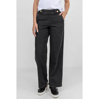 Dámské džíny Jacqueline de Yong JDY dámské džíny Geggo s širokými nohavicemi tmavě šedé Velikost: S