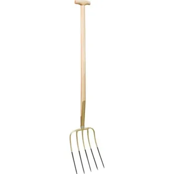 Vidle Vidle na hnůj Kramp 5 hrotů (KP-2062KR) (Kovaná verze. Upevnění násady pružným pouzdrem a uzávěrem. Násada z jasanového dřeva 1000 mm, ukončena na konci T-koncovkou.)