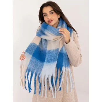 Šátek Dámská šála kostkovaná modrobéžová