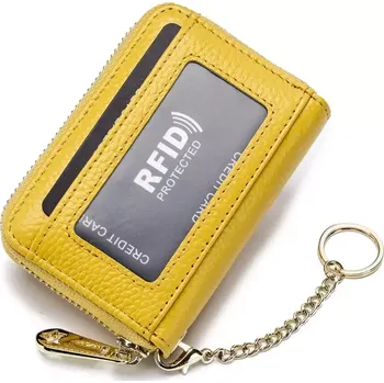 Peněženka Kožená peněženka s RFID ochranou žlutá s kompaktními rozměry 11x7,5x2,5cm
