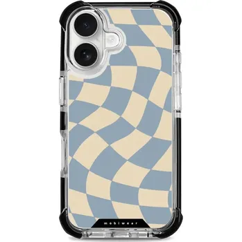 Pouzdro na mobilní telefon Odolný obal Mobiwear MagSafe Elite Bumper - Apple iPhone 16 - DA59D Modrá a béžová šachovnice (Odolný kryt, pouzdro, obal Mobiwear Elite Bumper na mobil Apple iPhone 16 - DA59D Modrá a béžová šachovnice, materiál Plast + TPU silikon + kov - zesílená ochra