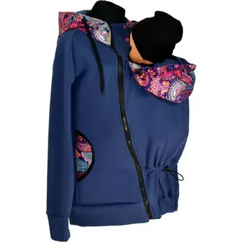 Shara Nosící mikina - tm. modrá/ornamenty/černá Velikost: XL, Vzor: tm. modrá/ornamenty/černá