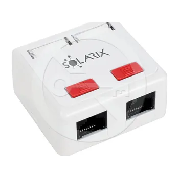 Elektrická zásuvka Zásuvka Solarix CAT5E UTP 2 x RJ45 na omítku bílá SX288-5E-UTP-WH