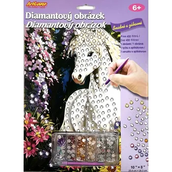 Diamantové malování Diamantové obrázky 25x20cm bílý kůň