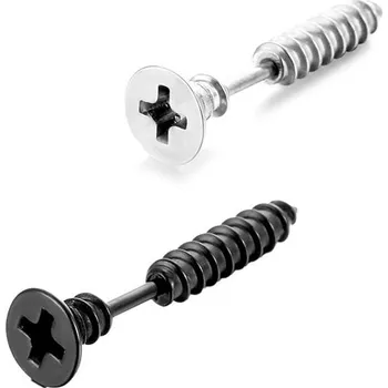 Náušnice Punková šroubovací náušnice ocelový Vrut, Barva Stříbrná Impress Jewelry 97k-cube