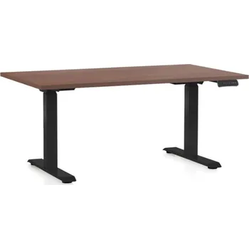 Psací stůl Výškově nastavitelný stůl OfficeTech C, 140 x 80 cm, černá podnož, ořech
