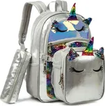 Jasmine Dívčí školní batoh set 3v1 Holografický jednorožec 25L Jasminestar 22043-3