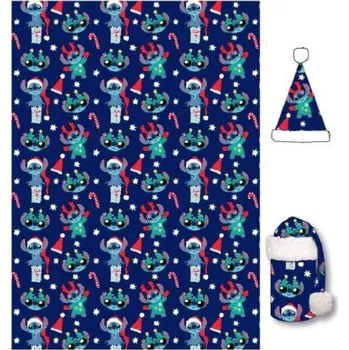 Polštář Lilo a Stitch Vánoční deka s čepicí Disney Stitch 110x140cm