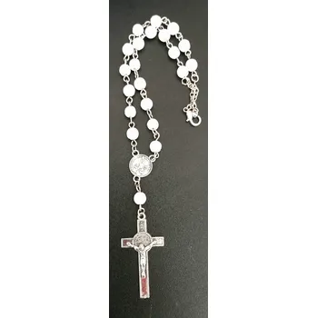 Růženec Růženec z bílé lávy se zapínáním – přírodní lávový kámen pro modlitbu a energii