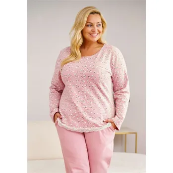 Dámské noční prádlo Světle růžové dámské pyžamo s květinovým potiskem Velikost: 2XL