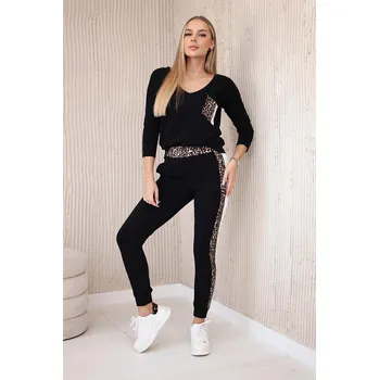 Tepláková souprava s panteřím motivem model 0068 černá