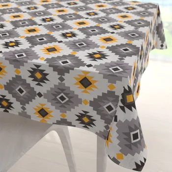 ubrus Bavlněný čtvercový ubrus Sandra SA-520 Žluto-šedý aztécký vzor 70x70 cm