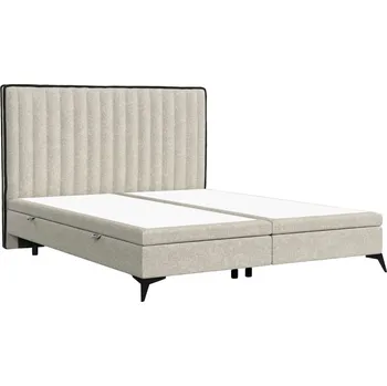 Postel Maison de Rêve Béžová čalouněná dvoulůžková postel ADRON 160 x 200 cm s úložným prostorem