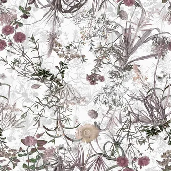 Velurové potahové látky s potiskem, Pole květin na Bílém