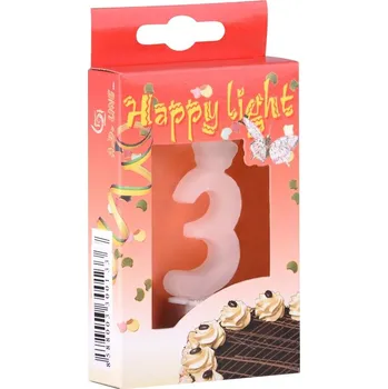 Svíčka Emocio Dortové číslo 3. svíčka v krabičce 18 gram