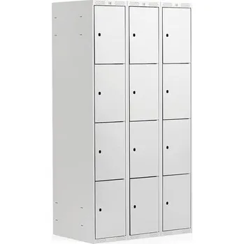 Šatní skříň Boxová šatní skříň CLASSIC, 3 sekce, 12 boxů, 1740x900x550 mm, šedá, šedé dveře