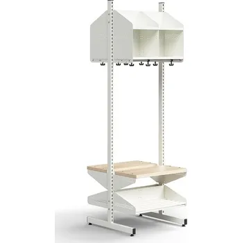 Věšák Šatní stěna ENTRY, lavice, 4 přihrádky, 1800x600x600 mm, bílá