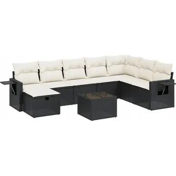 Sada zahradního nábytku z umělého ratanu VidaXL černá, 9 ks