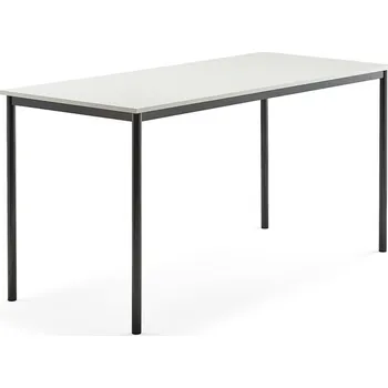 Jídelní stůl Stůl SONITUS, 1800x800x900 mm, antracitově šedé nohy, HPL deska tlumící hluk, bílá