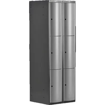 Šatní skříň Boxová šatní skříň CURVE, 2 sekce, 6 boxů, tmavě šedá, světle šedé dveře