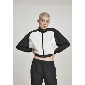 Dámská krátká raglánová vrásčitá bunda Batwing blk/wht Urban Classics černá 2541626