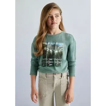 Dívčí tričko dívčí zelené triko s obrázky Mayoral 7010-93 velikost 152