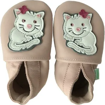 Capáčky Hopi Hop Kožené capáčky Barefoot Vel. L (12-18 měs.) Kočička Bibi