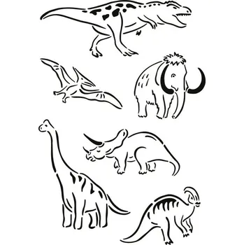 Šablona pravěká zvířata, 20 x 30 cm, plast
