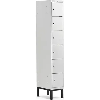 Šatní skříň Boxová šatní skříň CLASSIC, s nohami, 1 sekce, 6 boxů, 1940x300x550 mm, šedé dveře