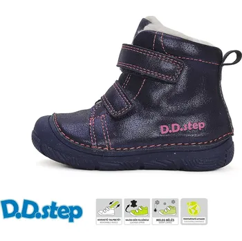 Dětská treková obuv D.D.step dívčí zimní obuv W082-42385BM Barva: modrá, Velikost: 27