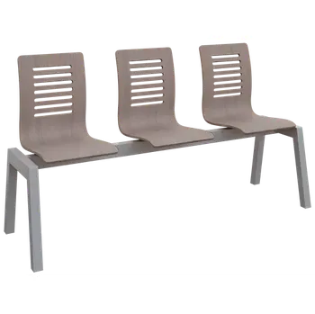 CARMEN PLUS 3, dřevěná lavice do čekárny, 3-sedák, dub stříbrný, kostra stříbrná