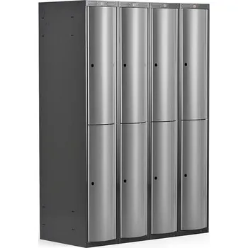 Šatní skříň Boxová šatní skříň CURVE, 4 sekce, 8 boxů, tmavě šedá, světle šedé dveře
