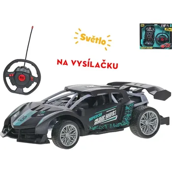 RC model auta R/C auto závodní 21cm 1:18 27MHz plná funkce na baterie se světlem v krabičce