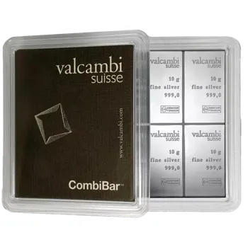 Valcambi 10 x 10g investiční stříbrný slitek | CombiBar®